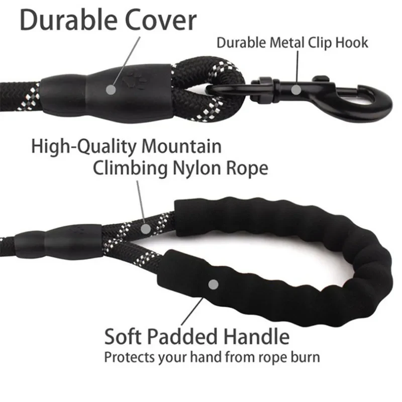 Lisslune | Reflective Dog Leash with Comfortable Padded Handle