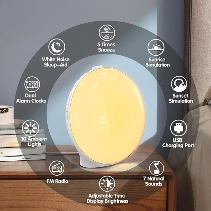 Lisslune | Gentle Rise Smart Wake Up Light with Nature Sounds