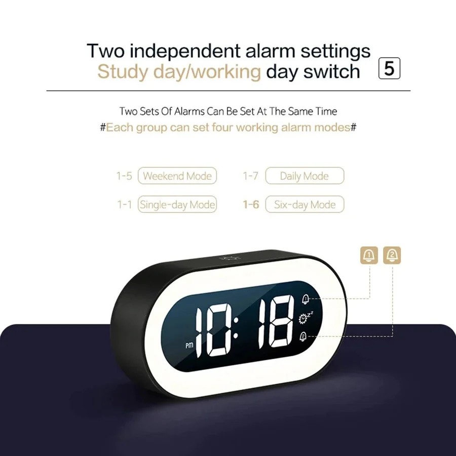 Lisslune | Sunrise Gentle Light Alarm Clock, USB Powered