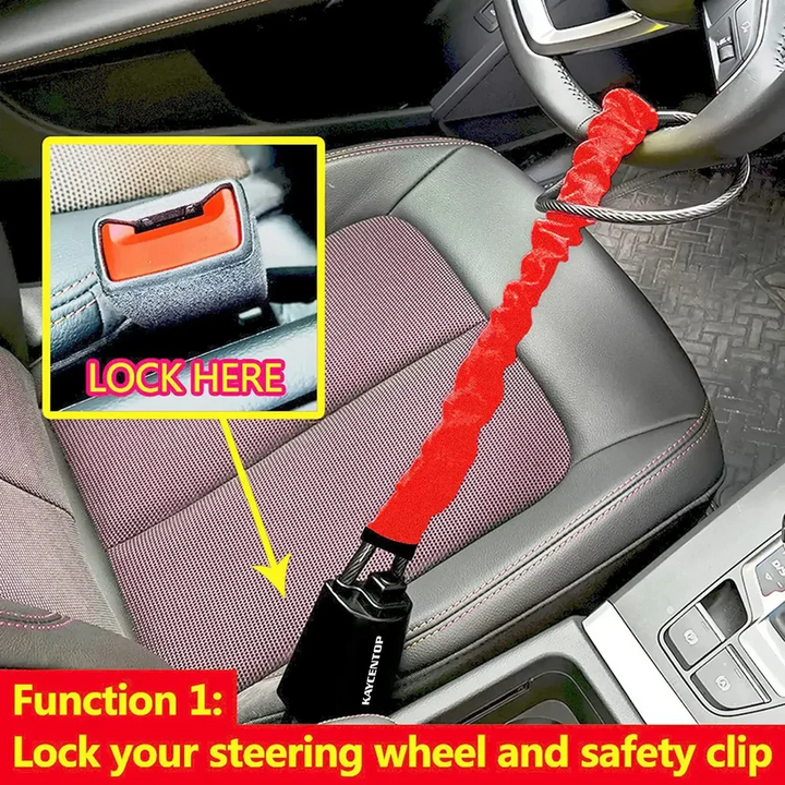 Lisslune | Universal Car Steering Wheel Lock with Seat Belt Security