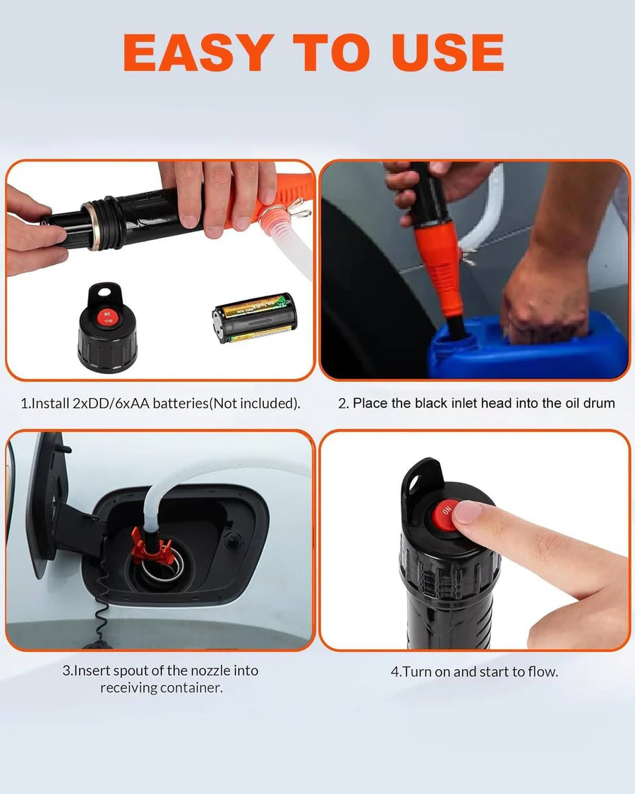 Lisslune | Portable Electric Siphon Pump, Battery Powered Liquid Transfer Tool