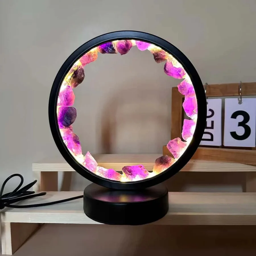 Lisslune | Healing Stone Night Lamp with Crystal Column Design