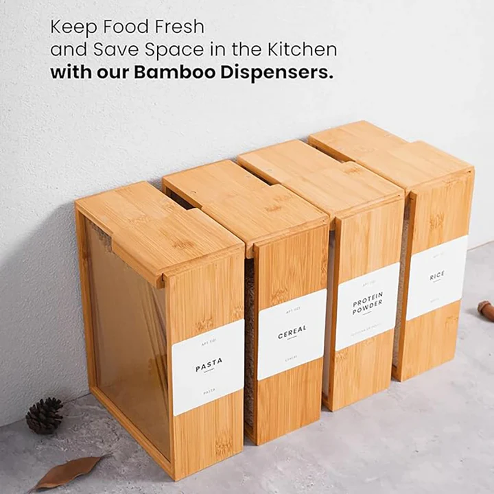 Lisslune | Bamboo Cereal Dispenser and Food Storage Container