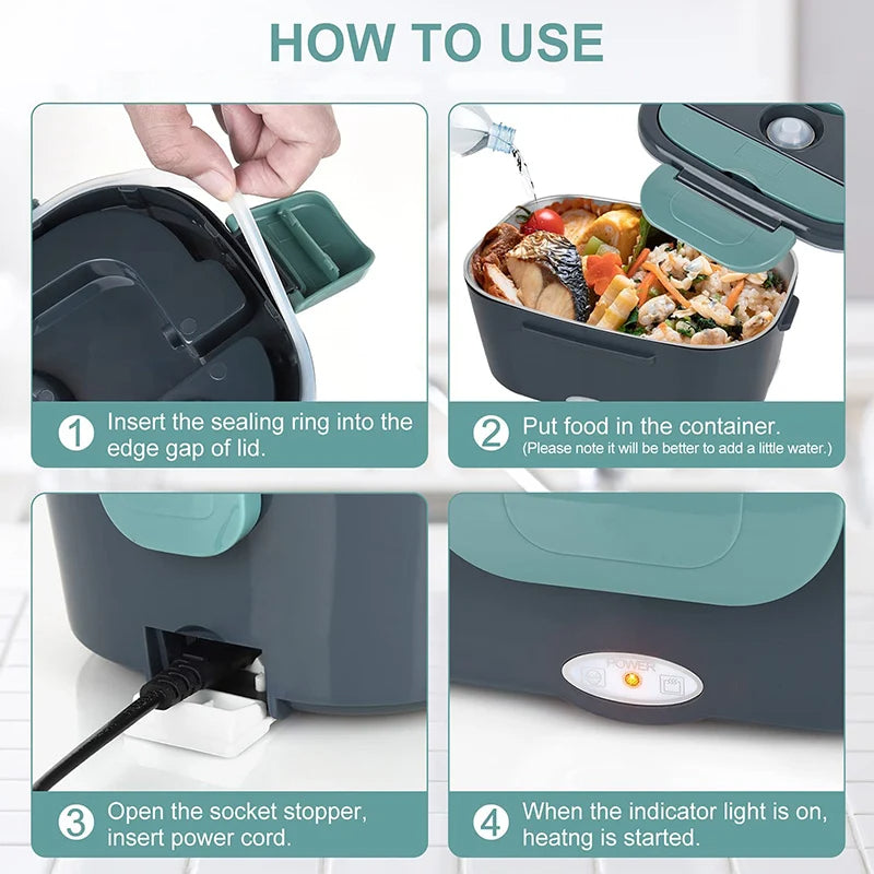Lisslune | WarmMee Electric Lunchbox – 1.5L Portable Food Warmer for Car & Home