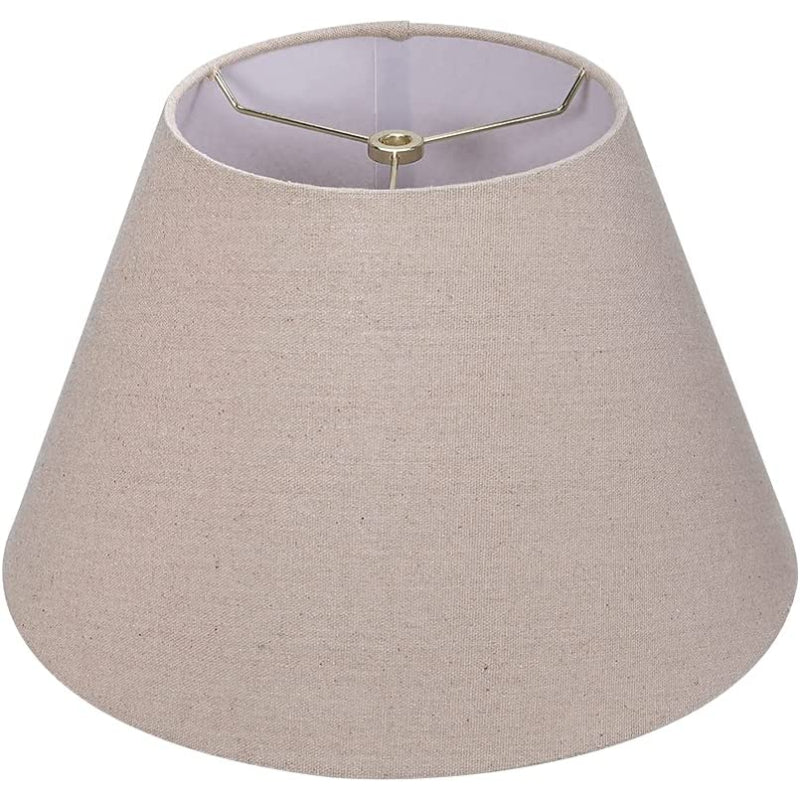Lisslune | Medium lampshade, barrel fabric lampshade for table lamp and floor lamp, 7x13x7.8 inches, natural ventilated linen, handmade, spider (white)