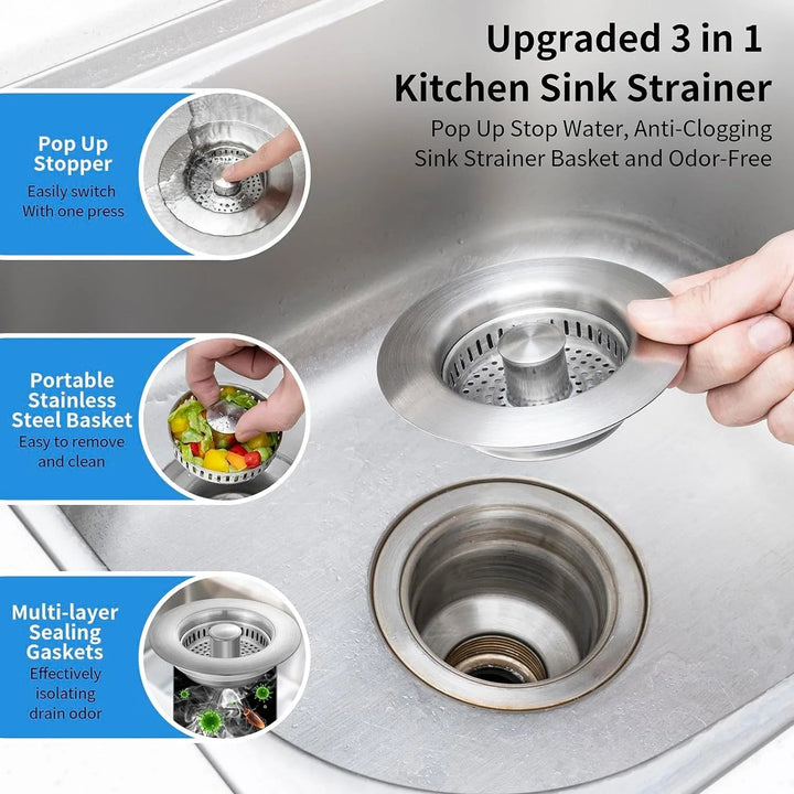 Lisslune | Stainless Steel Pop-Up No-Odor Drain Filter