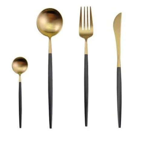 Lisslune | LUXURIOUS STAINLESS STEEL 24-PIECE GOLD-SILVER CUTLERY SET