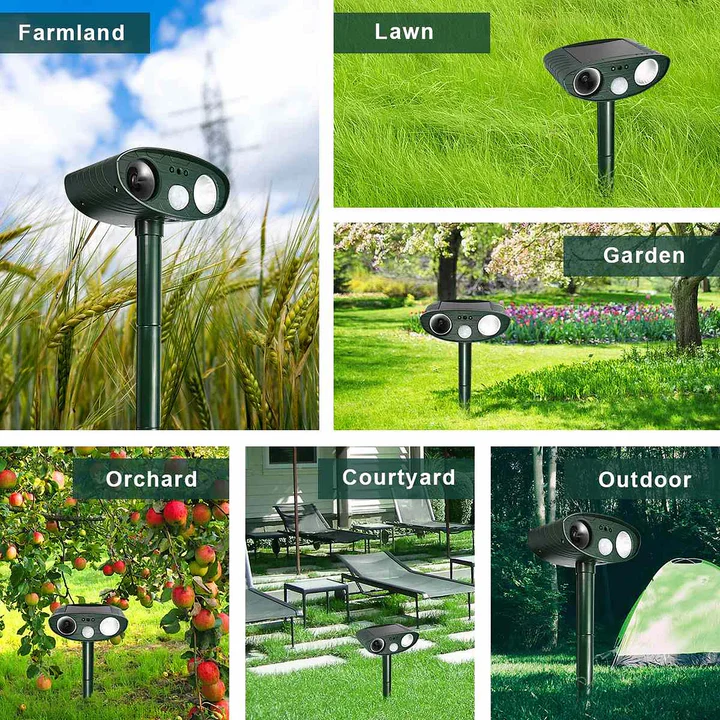 Lisslune | Solar Powered Ultrasonic Deer Repeller, Pack Of 4