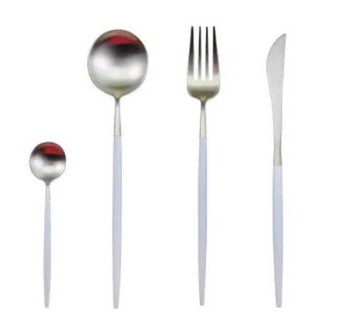 Lisslune | LUXURIOUS STAINLESS STEEL 24-PIECE GOLD-SILVER CUTLERY SET