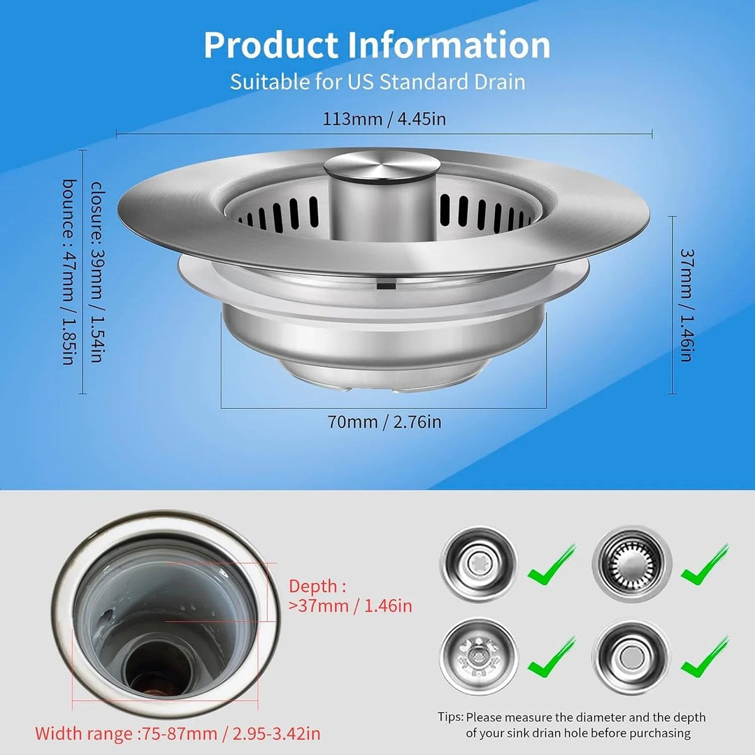 Lisslune | Stainless Steel Pop-Up No-Odor Drain Filter