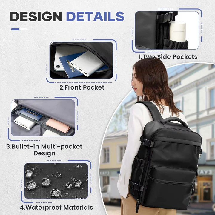 Lisslune | Water-Resistant Travel Backpack for 15.6in Devices