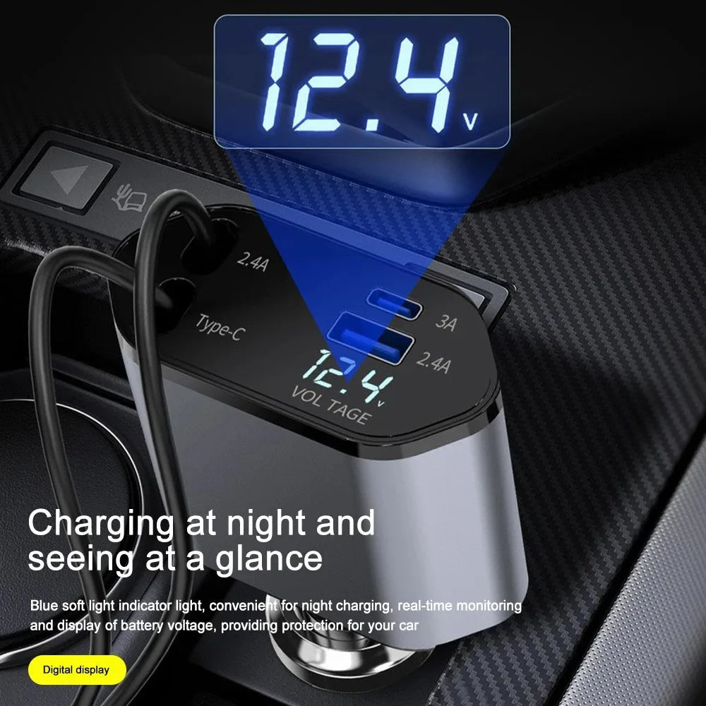 Lisslune | Foldable Car Charger with USB-C and USB-A – 120W Fast Charging