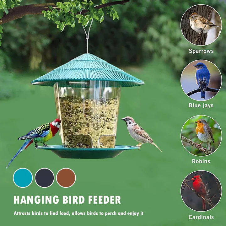 Lisslune | Hanging Bird Feeder with Automatic Seed Dispenser