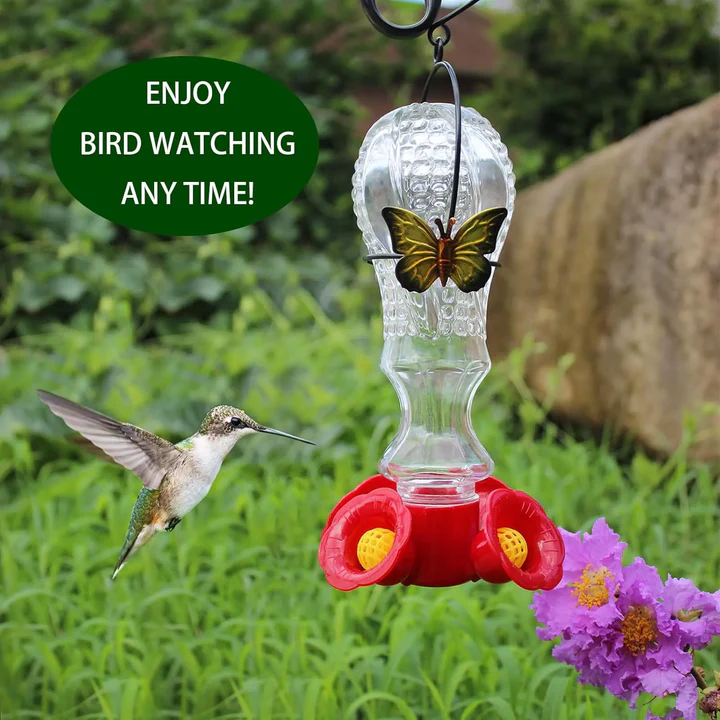 Lisslune | Flowers Glass Hummingbird Feeder With Ant Moat