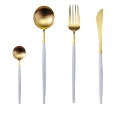 Lisslune | LUXURIOUS STAINLESS STEEL 24-PIECE GOLD-SILVER CUTLERY SET