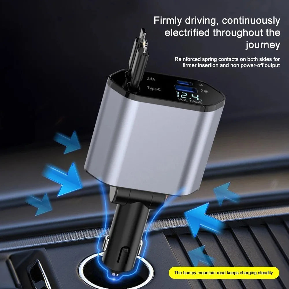 Lisslune | Foldable Car Charger with USB-C and USB-A – 120W Fast Charging