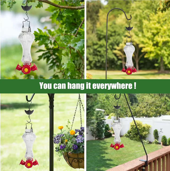 Lisslune | Flowers Glass Hummingbird Feeder With Ant Moat