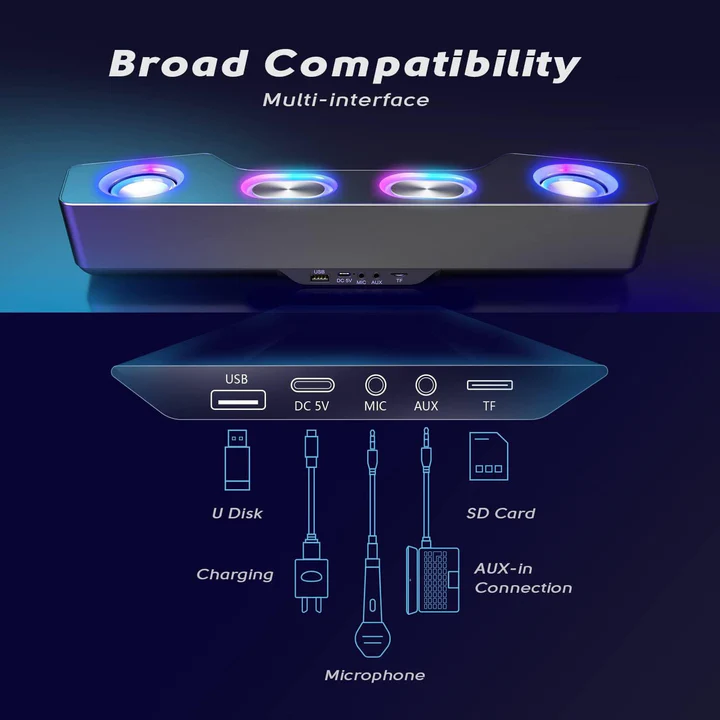 Lisslune | Bluetooth Desktop Speaker with RGB Effects