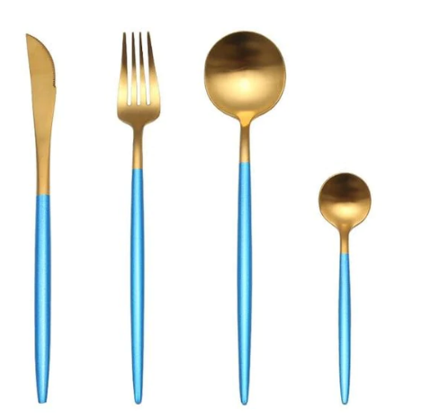 Lisslune | LUXURIOUS STAINLESS STEEL 24-PIECE GOLD-SILVER CUTLERY SET