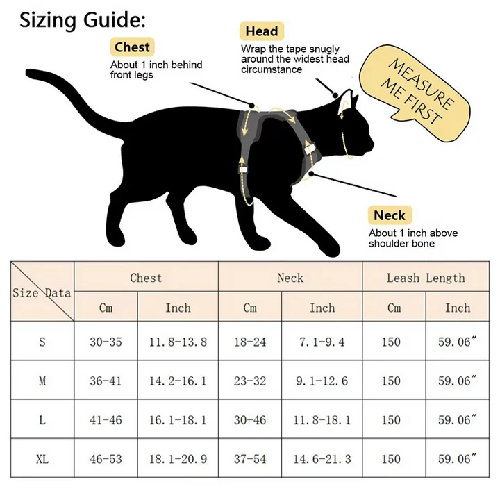 Lisslune | Reflective Cat Harness and Leash Set
