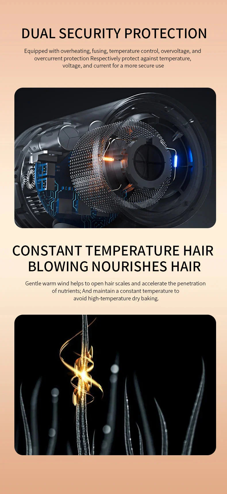Lisslune | High-performance hair dryer 2400W with cold and warm air function - Ion technology