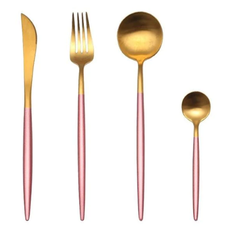 Lisslune | LUXURIOUS STAINLESS STEEL 24-PIECE GOLD-SILVER CUTLERY SET