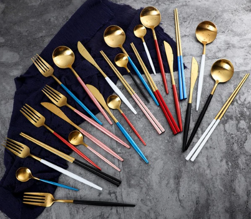 Lisslune | LUXURIOUS STAINLESS STEEL 24-PIECE GOLD-SILVER CUTLERY SET