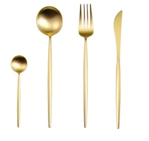 Lisslune | LUXURIOUS STAINLESS STEEL 24-PIECE GOLD-SILVER CUTLERY SET