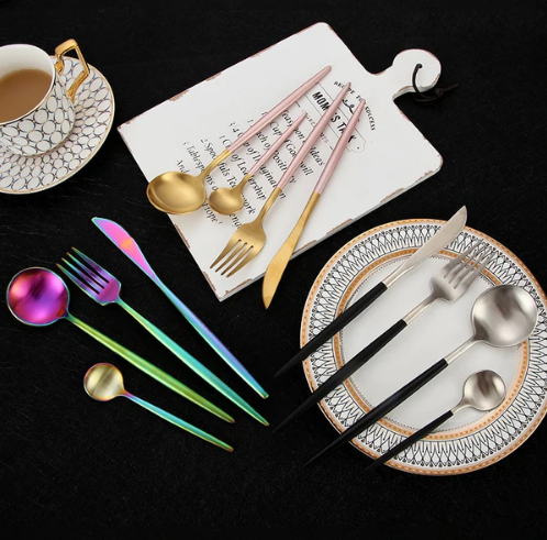 Lisslune | LUXURIOUS STAINLESS STEEL 24-PIECE GOLD-SILVER CUTLERY SET