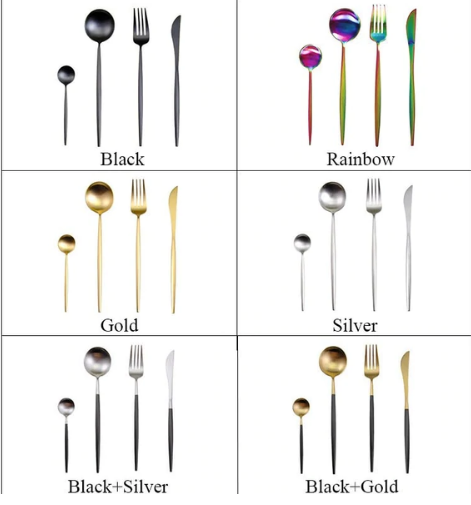 Lisslune | LUXURIOUS STAINLESS STEEL 24-PIECE GOLD-SILVER CUTLERY SET
