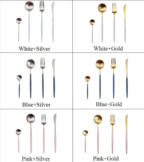 Lisslune | LUXURIOUS STAINLESS STEEL 24-PIECE GOLD-SILVER CUTLERY SET