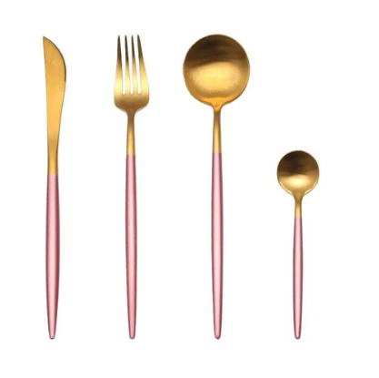 Lisslune | LUXURIOUS STAINLESS STEEL 24-PIECE GOLD-SILVER CUTLERY SET