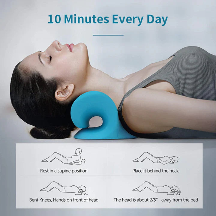 Lisslune | Neck and Shoulder Stretch – Cervical Traction Pillow for Spinal Alignment and Massage