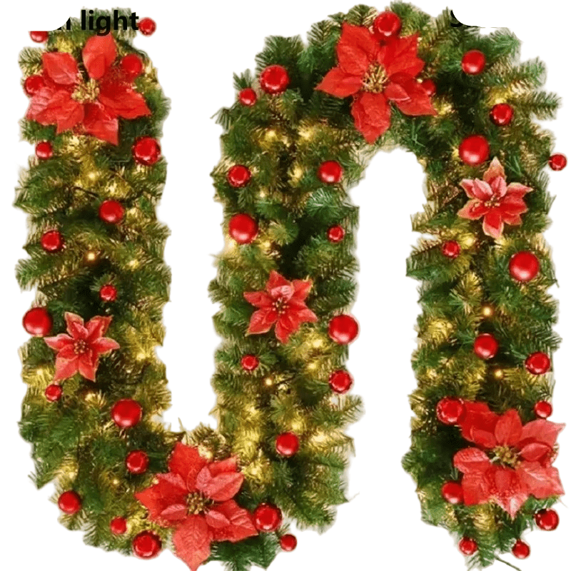 Lisslune | LumiRotan Christmas Garland – Illuminated Rattan Garland with Warm LEDs for Festive Decoration