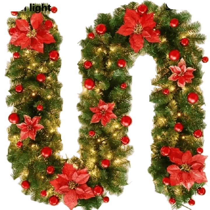 Lisslune | LumiRotan Christmas Garland – Illuminated Rattan Garland with Warm LEDs for Festive Decoration