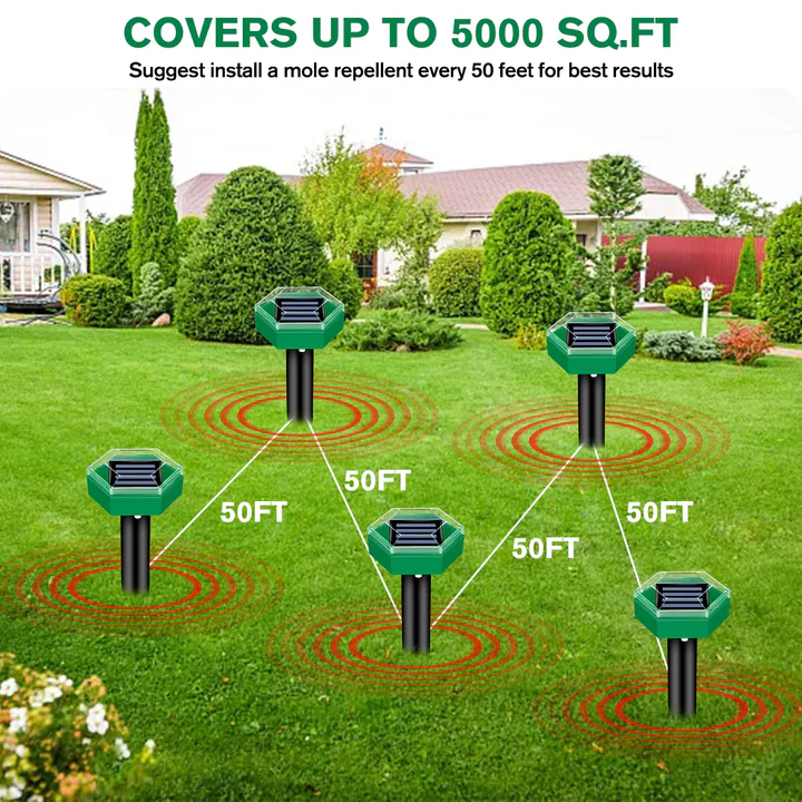 Lisslune | Ultrasonic Mole Repellent Pack of 4