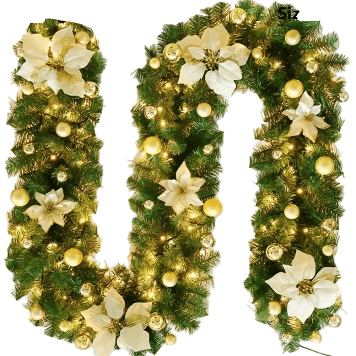 Lisslune | LumiRotan Christmas Garland – Illuminated Rattan Garland with Warm LEDs for Festive Decoration