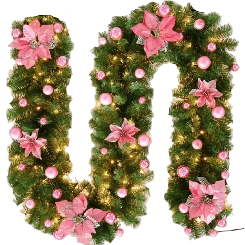 Lisslune | LumiRotan Christmas Garland – Illuminated Rattan Garland with Warm LEDs for Festive Decoration