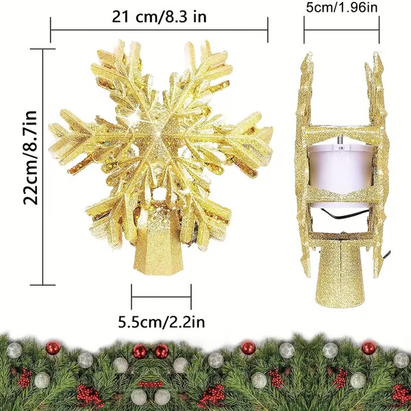 Lisslune | Christmas Tree Topper Lights With LED Snowflake Projector