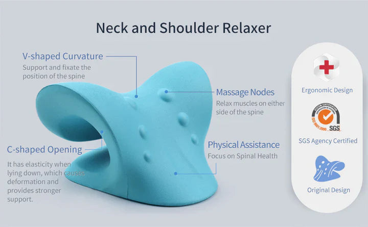 Lisslune | Neck and Shoulder Stretch – Cervical Traction Pillow for Spinal Alignment and Massage