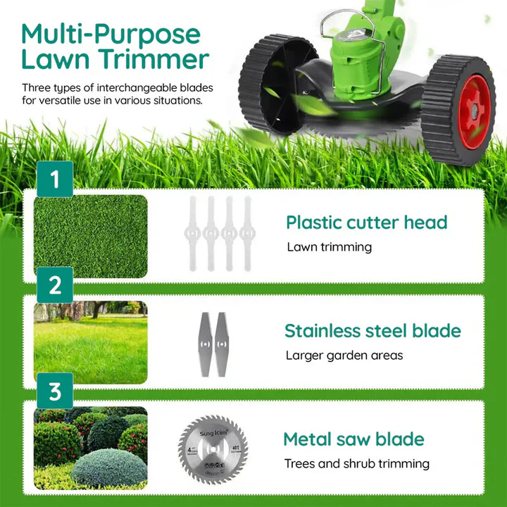 Lisslune | Powerful Electric Battery Operated Cordless Grass Trimmer