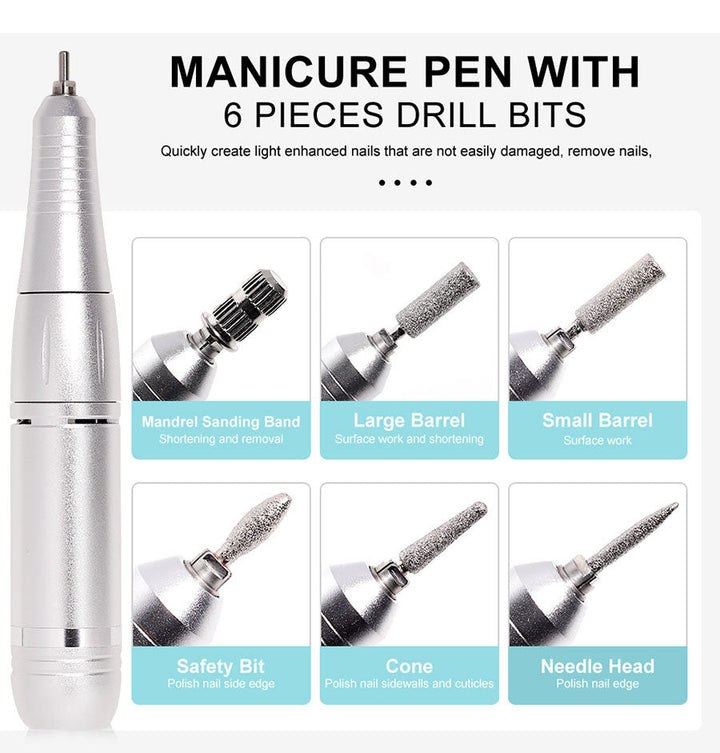 Lisslune | Professional 45000RPM portable electric nail file with rechargeable battery | Low noise level for manicure