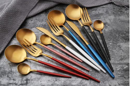 Lisslune | LUXURIOUS STAINLESS STEEL 24-PIECE GOLD-SILVER CUTLERY SET