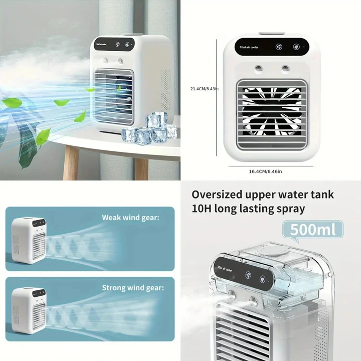 Lisslune | Rechargeable Portable Aircon with Mist Spray