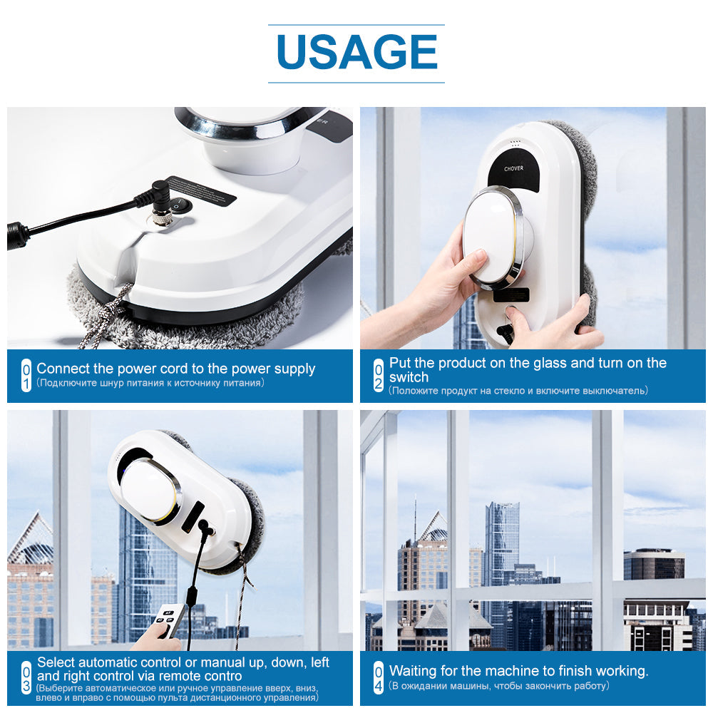 Lisslune | CleanBot Smart Window Cleaner with Remote Control – Streak-Free Glass Cleaning