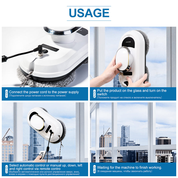 Lisslune | CleanBot Smart Window Cleaner with Remote Control – Streak-Free Glass Cleaning