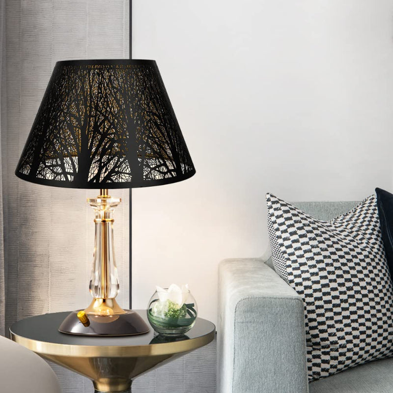 Lisslune | Medium lampshade, barrel fabric lampshade for table lamp and floor lamp, 7x13x7.8 inches, natural ventilated linen, handmade, spider (white)