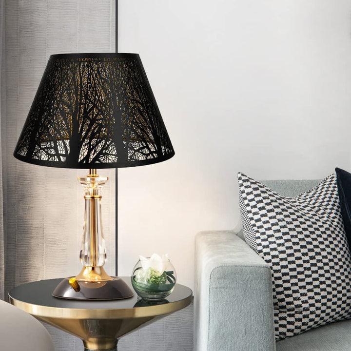 Lisslune | Medium lampshade, barrel fabric lampshade for table lamp and floor lamp, 7x13x7.8 inches, natural ventilated linen, handmade, spider (white)