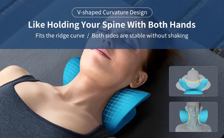 Lisslune | Neck and Shoulder Stretch – Cervical Traction Pillow for Spinal Alignment and Massage