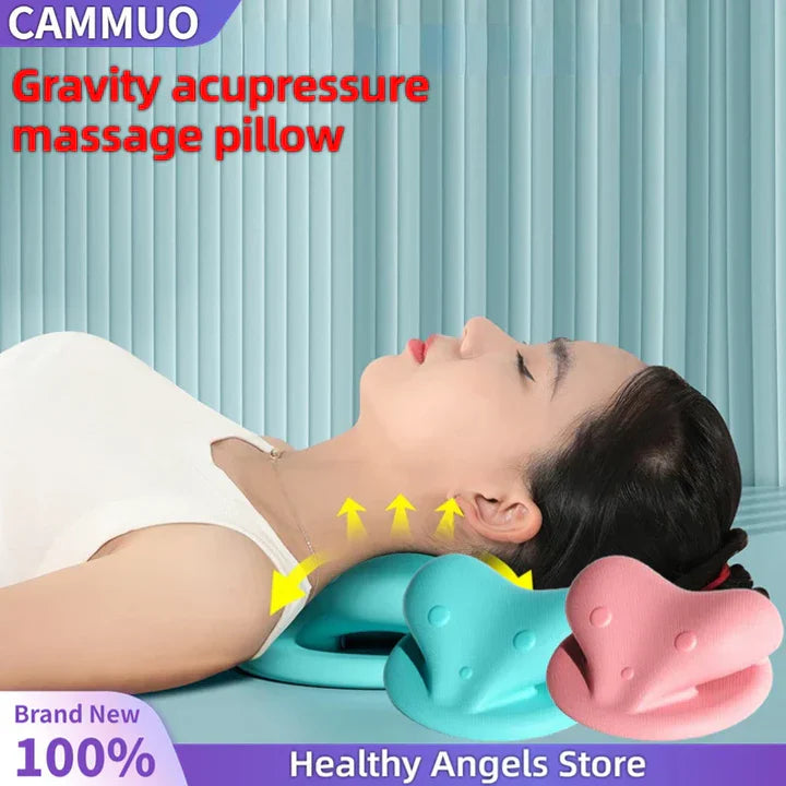 Lisslune | Neck and Shoulder Stretch – Cervical Traction Pillow for Spinal Alignment and Massage